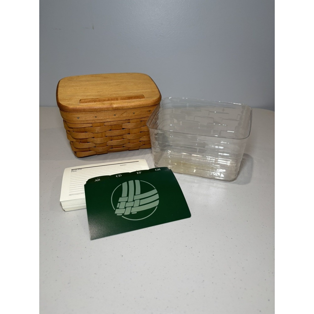 LongaBerger Basket Handwoven Plastic Lid Insert Vintage 1996 Recipe Holder Liner